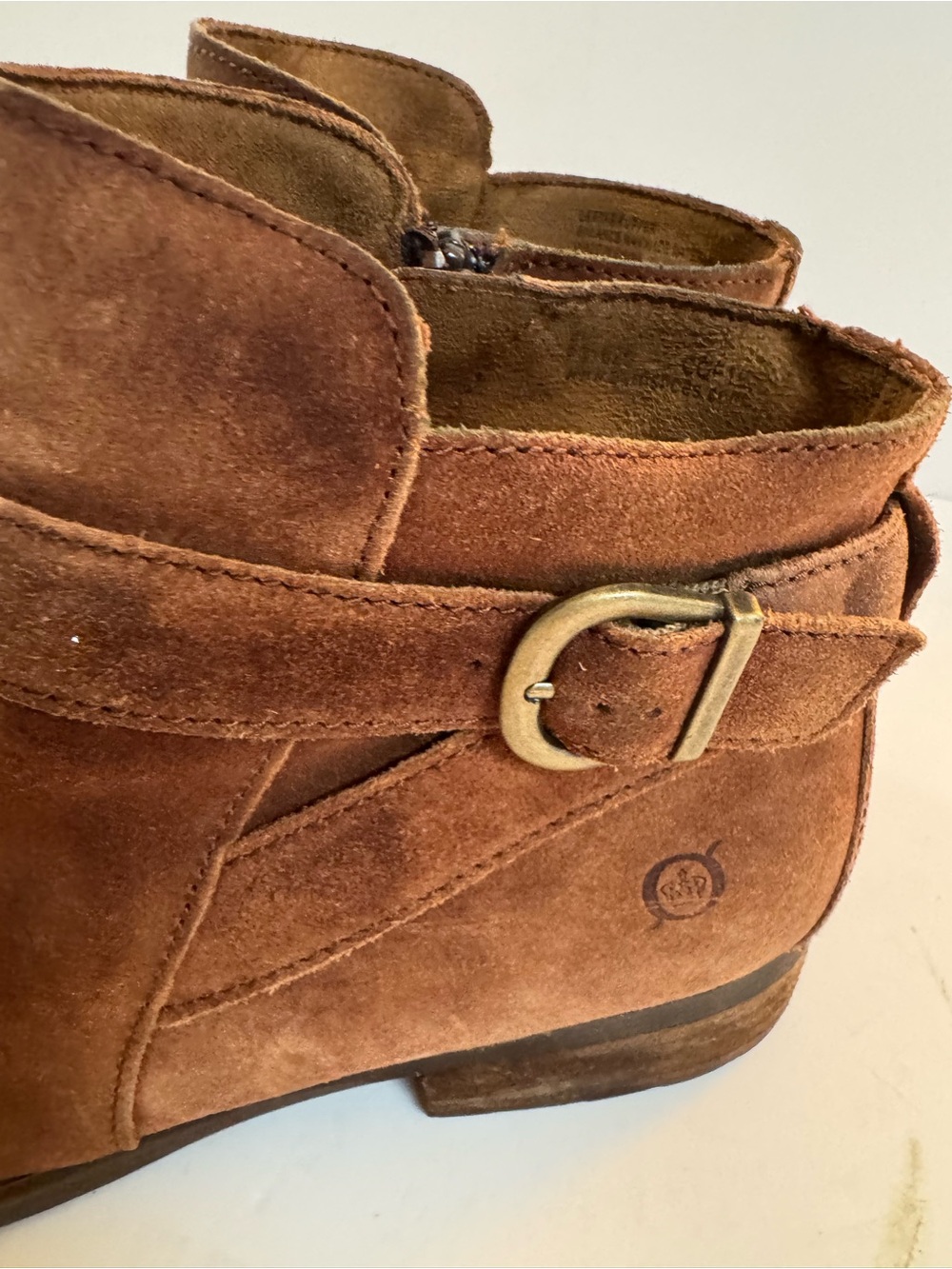 Born Women's Suede Ankle Boots in Brown - Classic Buckle Strap - Picture 2 of 14